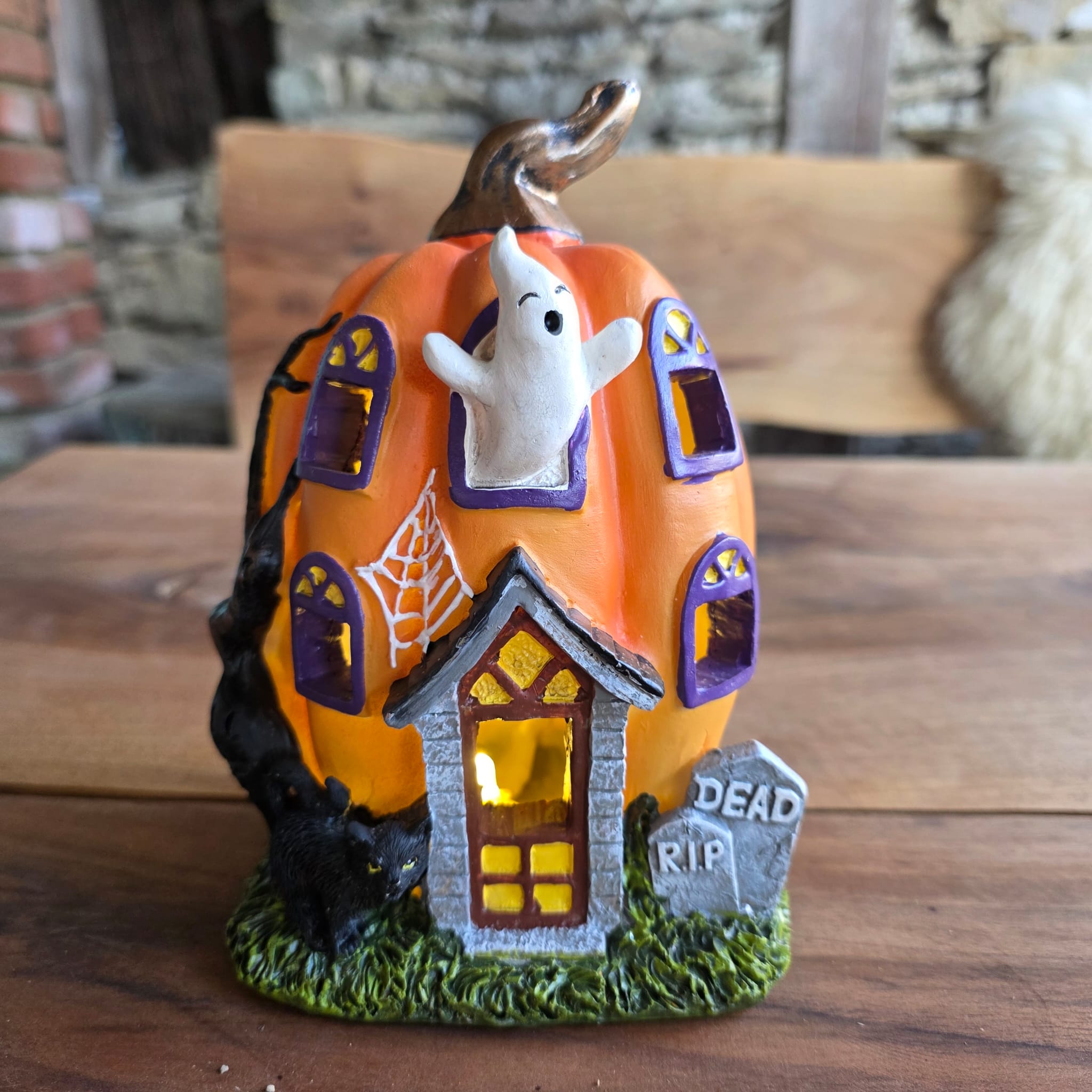Halloween Geisterhaus als Kürbis mit LED-Beleuchtung 🎃👻