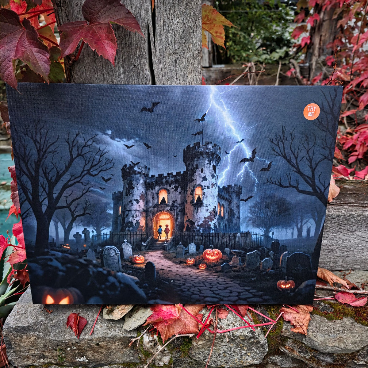 Das verfluchte Schlossgemälde – Animiertes Halloween-Bild mit Licht und Sound