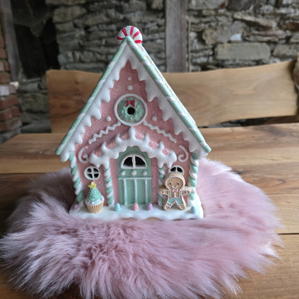 LED Weihnachtshaus – Funkelnder Weihnachtszauber in Rosa
