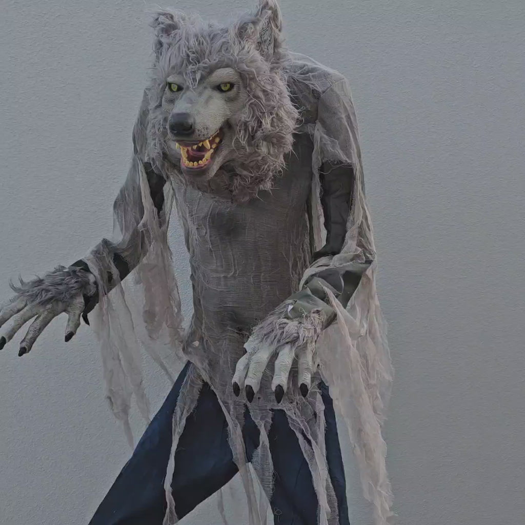 Werwolf Animatronic 215cm XXL - Lebensgroße Halloween Dekoration mit Sound & Bewegung