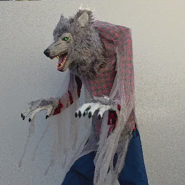 Werwolf Animatronic 215cm XXL - Lebensgroße Halloween Dekoration mit Sound & Bewegung