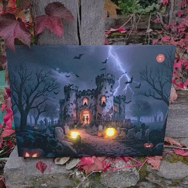Das verfluchte Schlossgemälde – Animiertes Halloween-Bild mit Licht und Sound