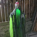 Toxicus – Animatronic Skelett mit neongrünem Gewand, 170 cm