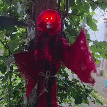 Sensemann – Hängender Animatronic mit roter Sense