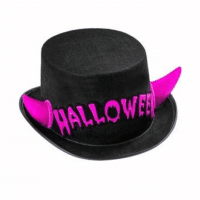 Halloween Hut mit pinken Hörnern