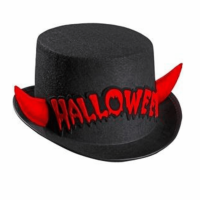 Halloween Hut mit roten Hörnern
