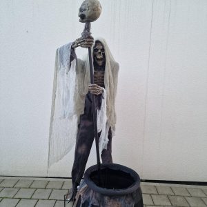 Animatronic Zombie Skelett Seelenfänger mit Hexenkessel
