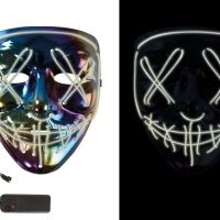 Gruselige LED blau/lila Face Maske
