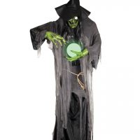 Animierte Halloween Hexe 3 m – Wetterfeste Outdoor-Deko